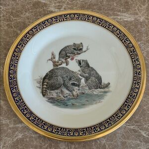 Vintage Lenox Woodland Wildlife Racoons. 1973 Collectible plate